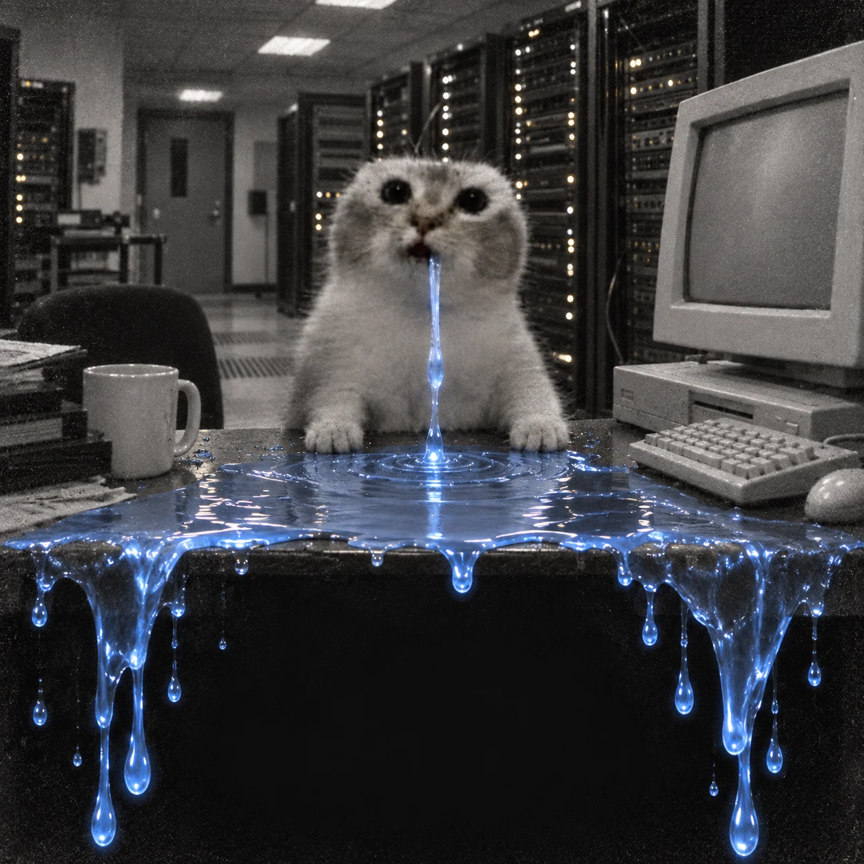 Zero Knowledge Cat drooling into a blue pool that overflows around the live NOCK rewards